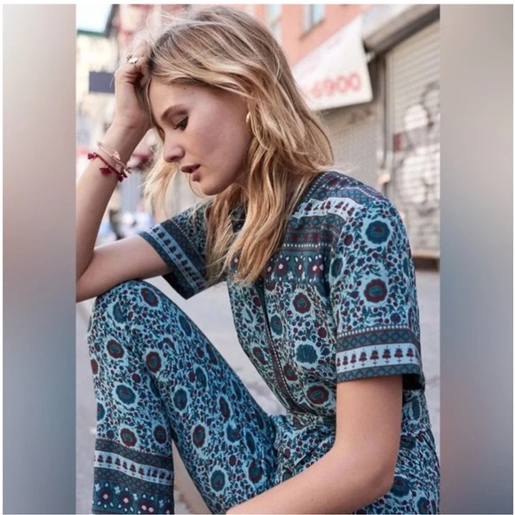 • Sézane • Women’s Elise Jumpsuit in the Floral Mix pattern Blue / Red 36 / Sm - Picture 2 of 5